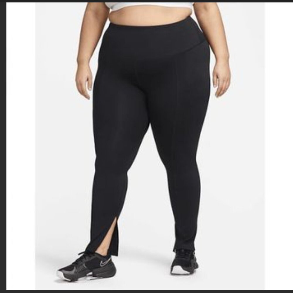 Nike One High-Waisted Full-Length Split-Hem Leggings Plus Size (W, 1X) NWT